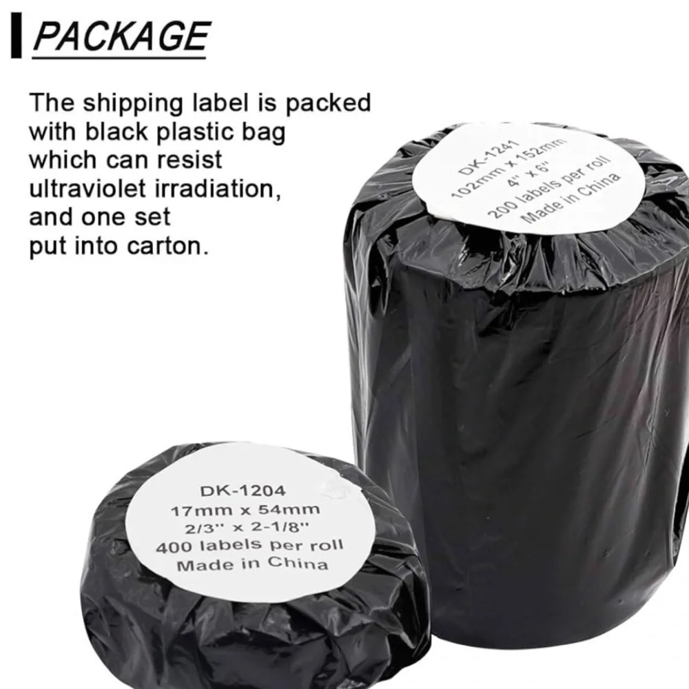 BROTHER White Label Roll Set of 4000 w Black Holders Pack of 10 NEW SEALED Rolls